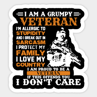 i am a grumpy veteran Sticker